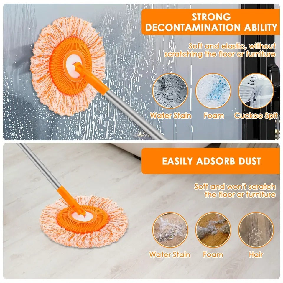 360° Rotating Multi-Functional Spin Mop with Extendable Stainless Steel Handle | All-in-One Microfiber Cleaning Tool for Floors, Windows, Toilets, and Car Washing