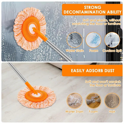 360° Rotating Multi-Functional Spin Mop with Extendable Stainless Steel Handle | All-in-One Microfiber Cleaning Tool for Floors, Windows, Toilets, and Car Washing
