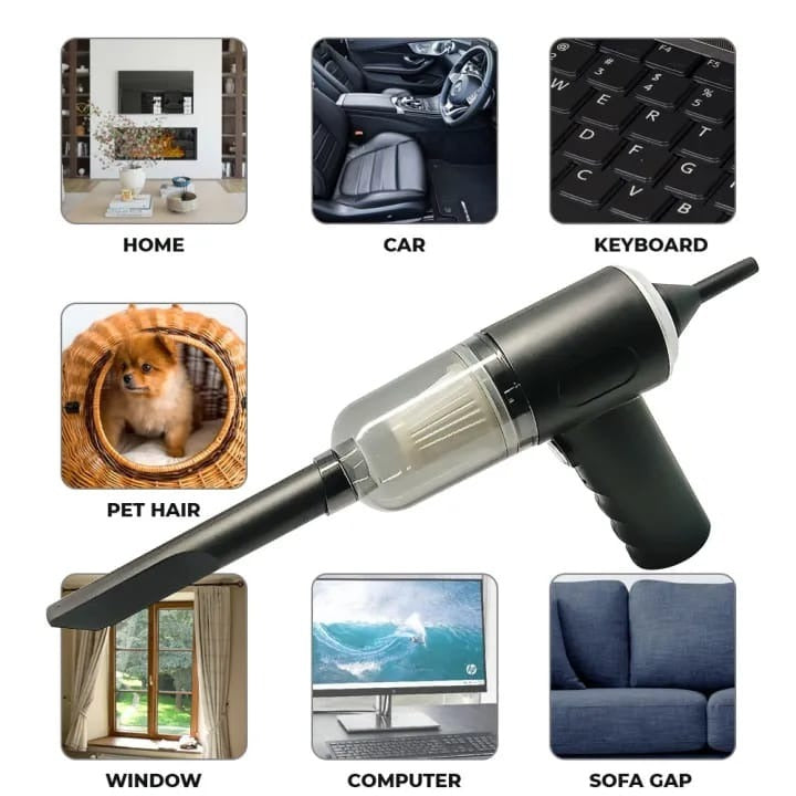 3-in-1 Portable Handheld Cordless Vacuum Cleaner | High Power Suction & Air Blower | USB Rechargeable Mini Vacuum for Car, Home & Keyboard