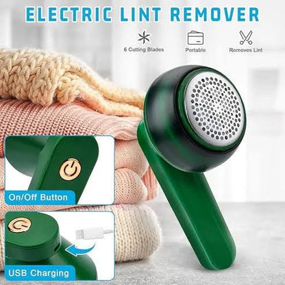 Electric Lint Remover & Fabric Shaver - Rechargeable USB Pill Suction Tool with 6-Blade System for Clothing, Furniture, and Wool Sweaters