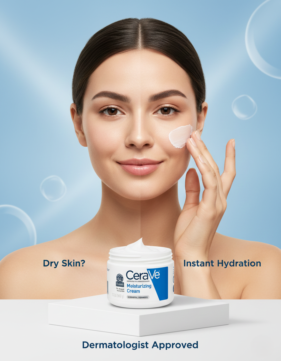 CeraVe Moisturizing Cream | Face & Body Hydration for Dry to Very Dry Skin | With Ceramides & Hyaluronic Acid – 24-Hour Moisture