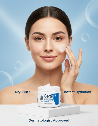 CeraVe Moisturizing Cream | Face & Body Hydration for Dry to Very Dry Skin | With Ceramides & Hyaluronic Acid – 24-Hour Moisture